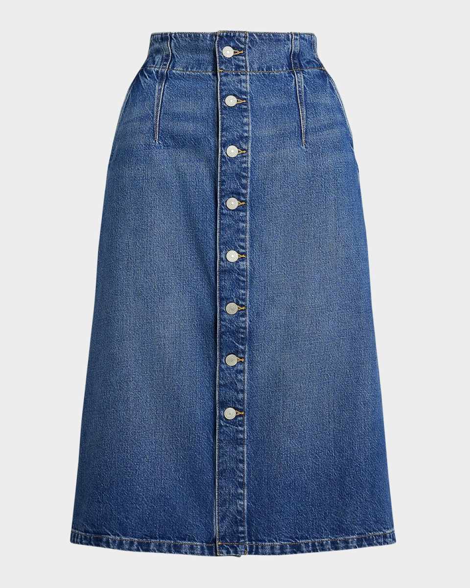 Denim A-Line Midi Skirt
